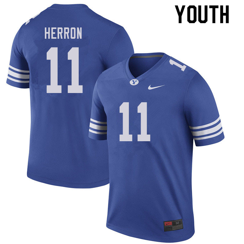 Youth #11 Isaiah Herron BYU Cougars College Football Jerseys Sale-Royal - Click Image to Close